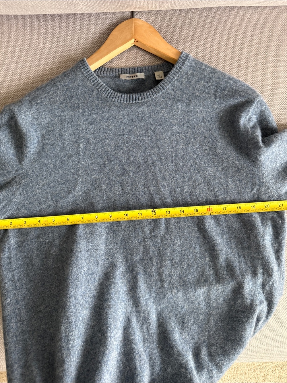 METTE Cashmere Dusty Blue Crewneck Sweater Size XL - Picture 6 of 9